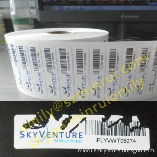 Tamper Evident Barcode Labels With Logo Company Name,destructible Labels With Barcode Numbers,security Bar Code Label